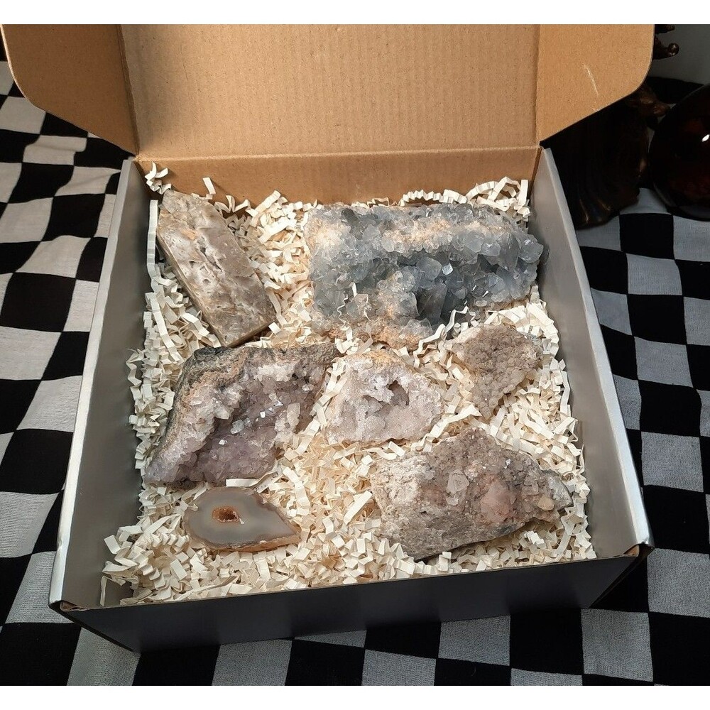 Natural Crystal Geode Rocks Collection Box